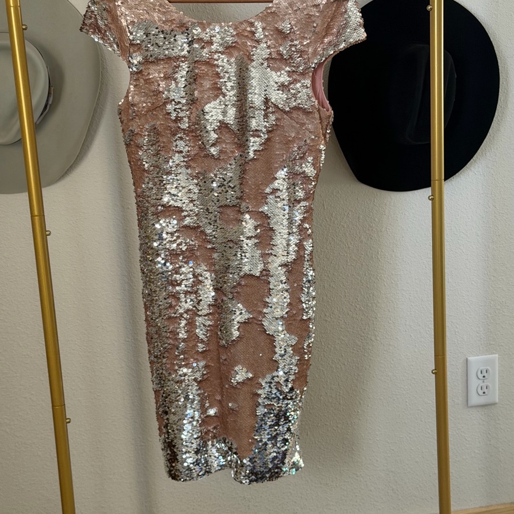 Gianni Bini Pink and Silver Sequin Dress
